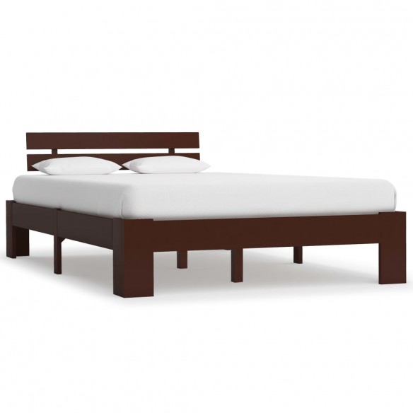 Lit Marron foncé Bois de pin massif 140 x 200 cm