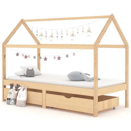 Lit d'enfant avec tiroirs Bois de pin massif 90x200 cm