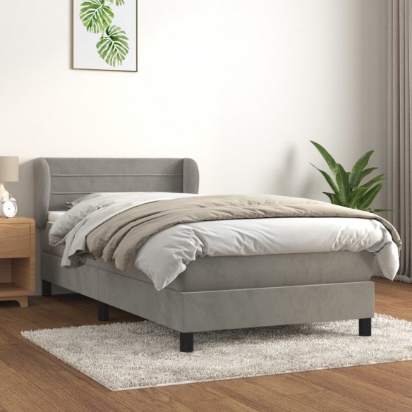 Lit et matelas Gris clair 90x200 cm Velours