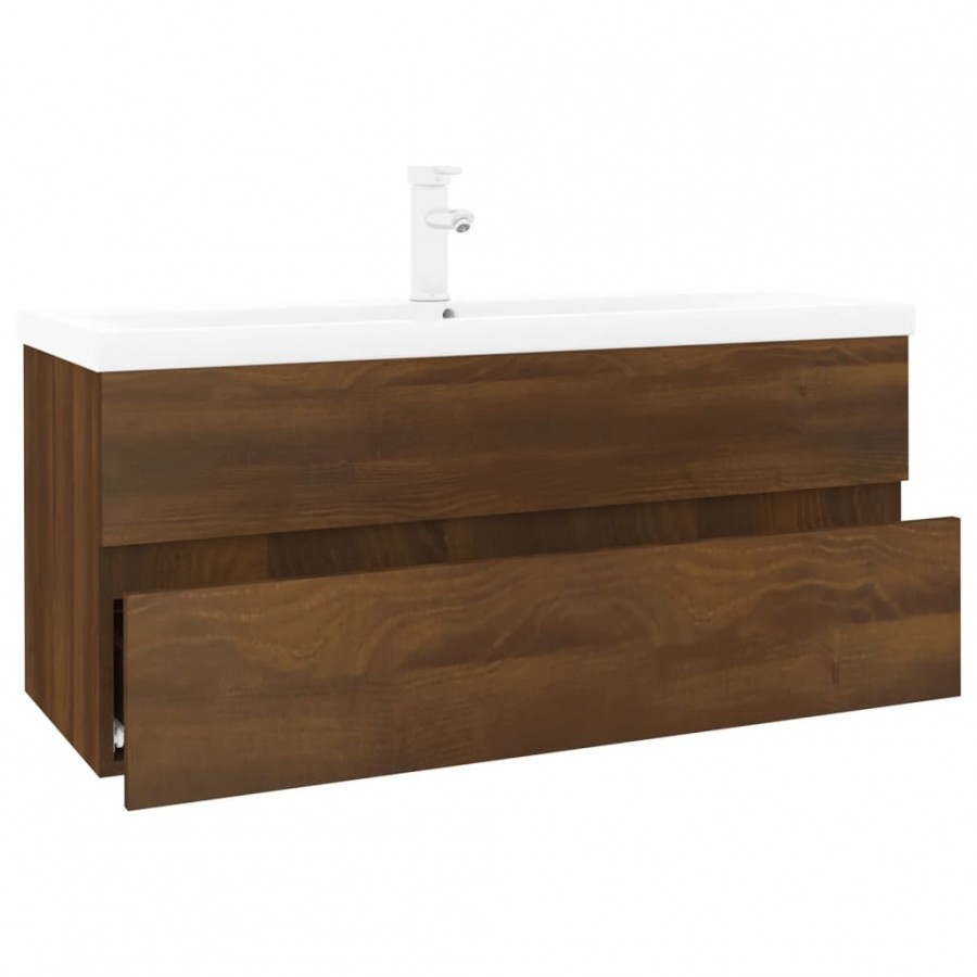 Meuble lavabo avec bassin intégré Chêne brun 