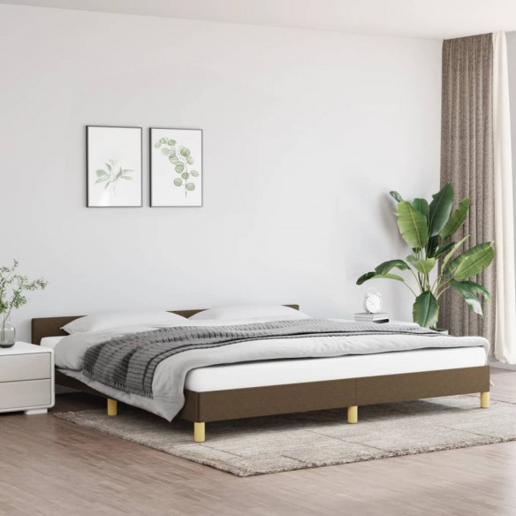 Lit avec tête de lit Marron foncé 200x200 cm Tissu