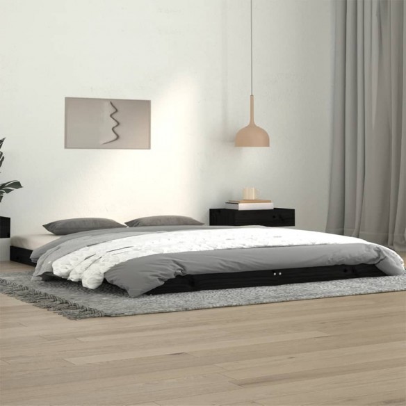 Lit Noir 140x190 cm Bois de pin massif