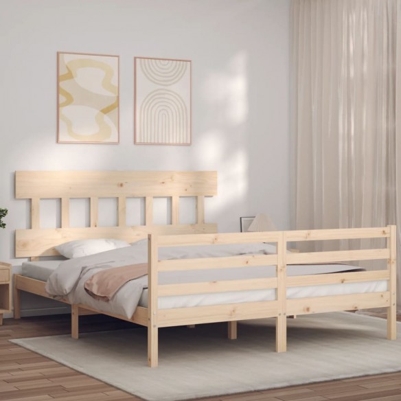 Lit avec tête de lit King Size bois massif