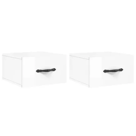 Tables de chevet murales 2 pcs blanc brillant 35x35x20 cm 2