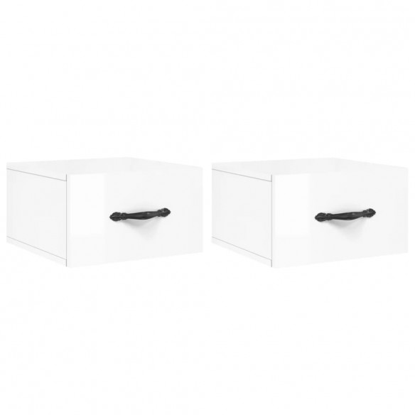 Tables de chevet murales 2 pcs blanc brillant 35x35x20 cm Tables de chevet murales 2 pcs blanc brillant 35x35x20 cm