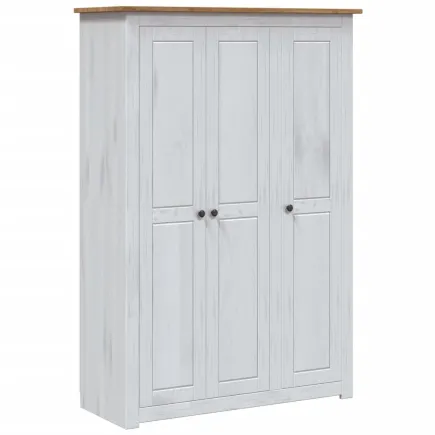 Garde-robe 3 portes Blanc 118x50x171,5cm Pin Assortiment Panama 2
