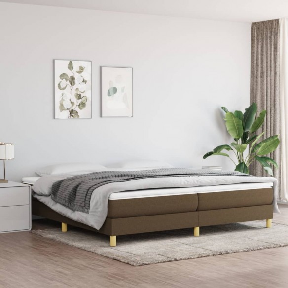 Lit Marron foncé 200x200 cm Tissu