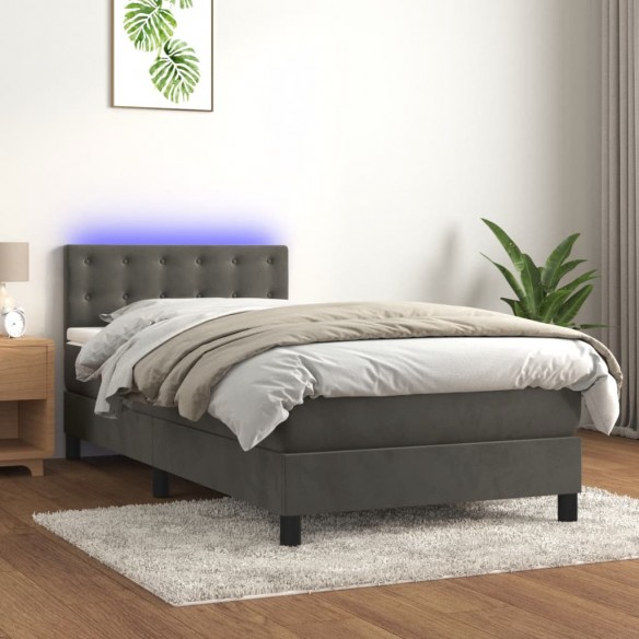 Lit avec matelas et LED Gris foncé 80x200cm