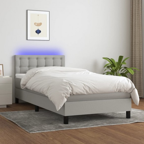 Lit avec matelas et LED Gris clair 80x200cm
