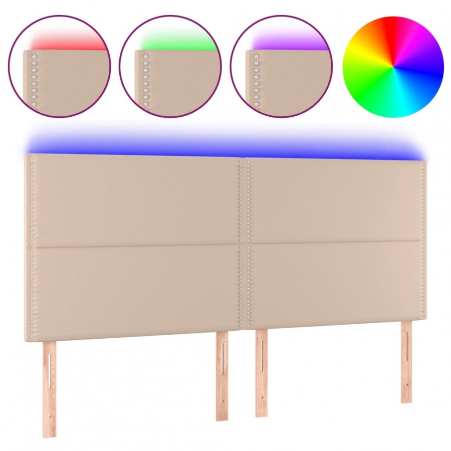 Tête de lit à LED Cappuccino 200x5x118/128 cm Similicuir