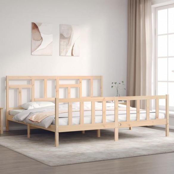 Lit avec tête de lit 200x200 cm bois massif