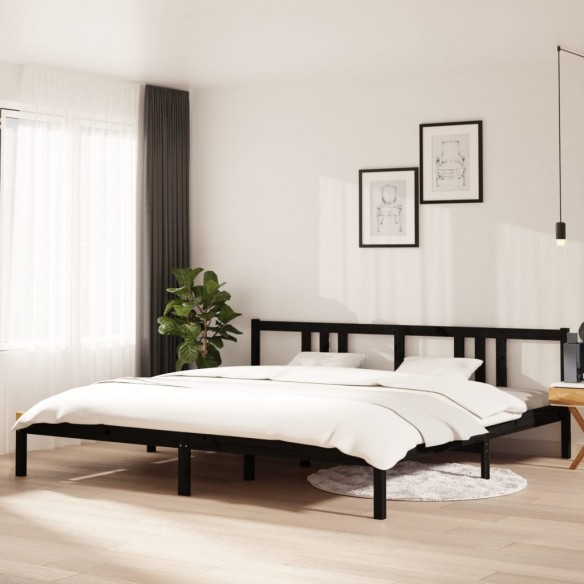 Lit Noir Bois massif 200x200 cm