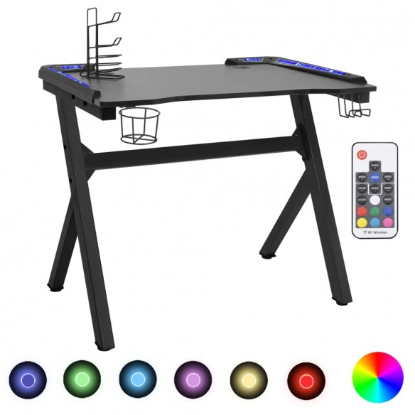 Bureau de jeu à LED en forme de Y noir 110x60x75 cm Bureau de jeu à LED en forme de Y noir 110x60x75 cm