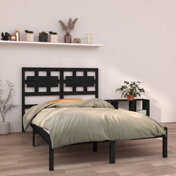 Lit Noir Bois massif 140x190 cm