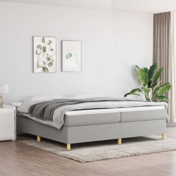 Lit Gris clair 200x200 cm Tissu