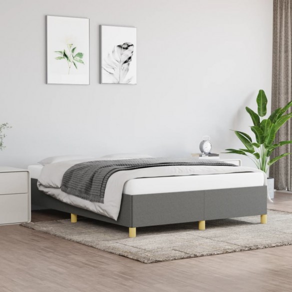 Lit Gris foncé 140x190 cm Tissu