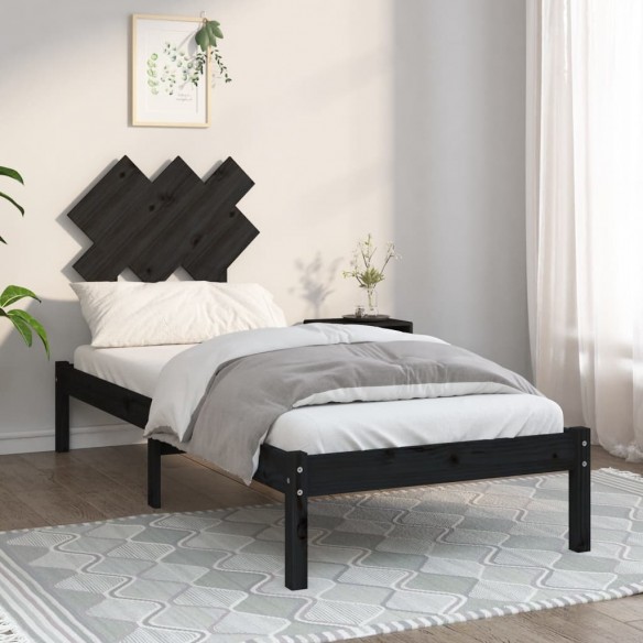 Lit Noir 75x190 cm Petit simple Bois massif