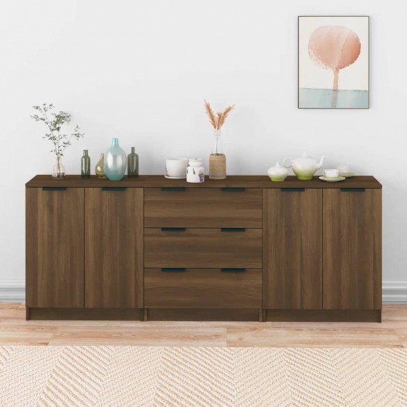 Buffets 3 pcs Chêne marron 