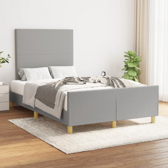 Lit avec tête de lit Gris clair 120x200 cm Tissu