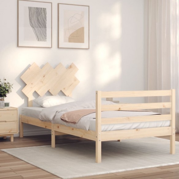 Lit avec tête de lit 90x200 cm bois massif
