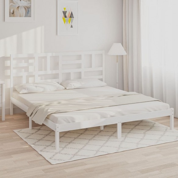 Lit Blanc Bois massif 200x200 cm