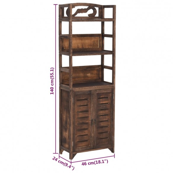 Vitrine Marron foncé 46x24x140 cm Bois massif de Paulownia Vitrine Marron foncé 46x24x140 cm Bois massif de Paulownia