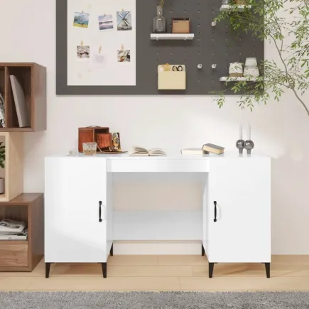 Bureau Blanc brillant 140x50x75 cm 