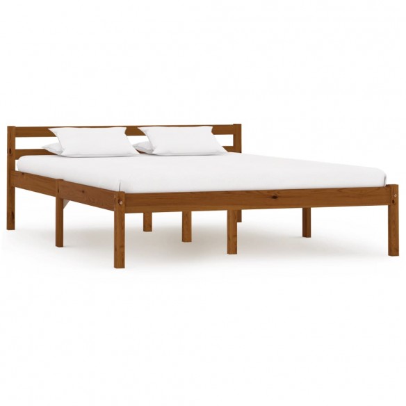 Lit Marron miel Bois de pin massif 120 x 200 cm