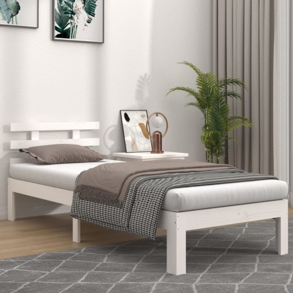 Lit Blanc Bois massif 90x200 cm