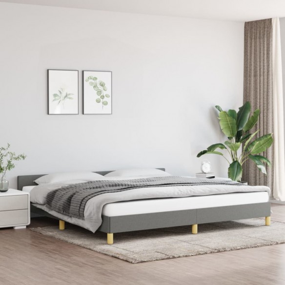 Lit avec tête de lit Gris foncé 200x200 cm Tissu