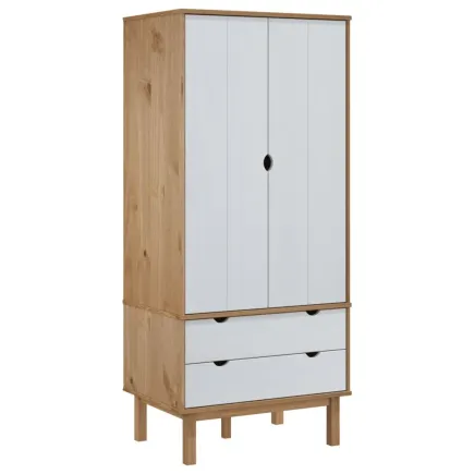 Garde-robe OTTA Marron et blanc 76,5x53x172 cm Bois massif pin 2