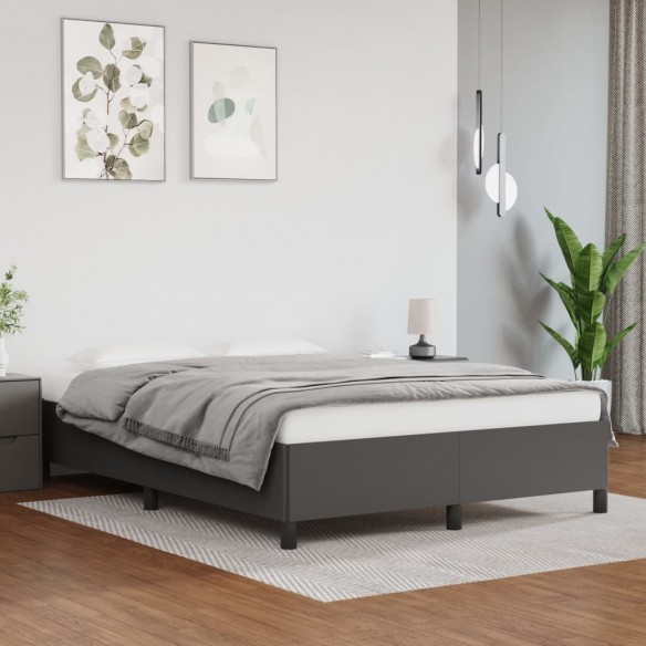 Lit Gris 140x200 cm Similicuir