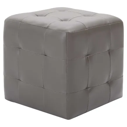 2 pcs Poufs Gris 30 x 30 x 30 cm Similicuir 2