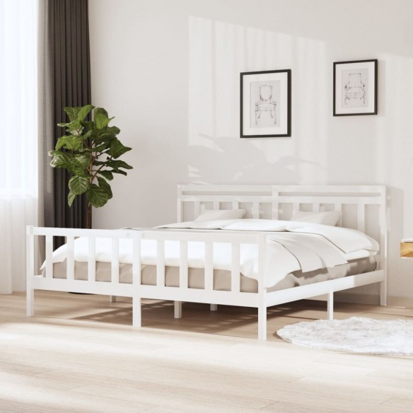 Lit Blanc Bois massif 200x200 cm