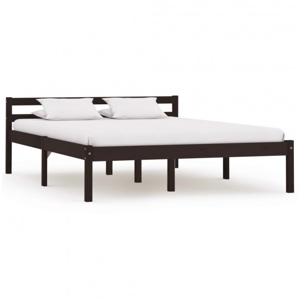Lit Marron foncé Bois de pin massif 120 x 200 cm