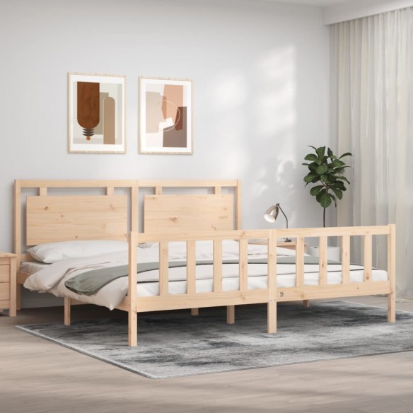 Lit avec tête de lit 200x200 cm bois massif
