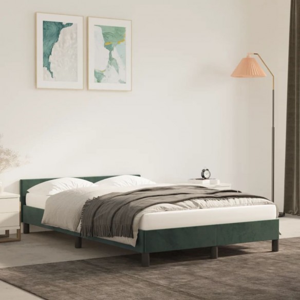 Lit avec tête de lit Vert foncé 120x200 cm Velours
