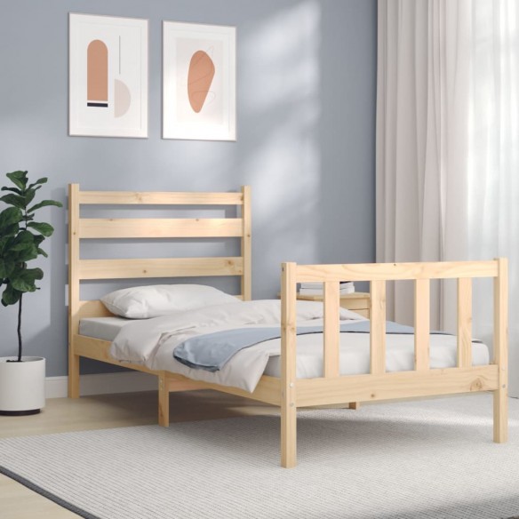 Lit avec tête de lit 90x190 cm bois massif