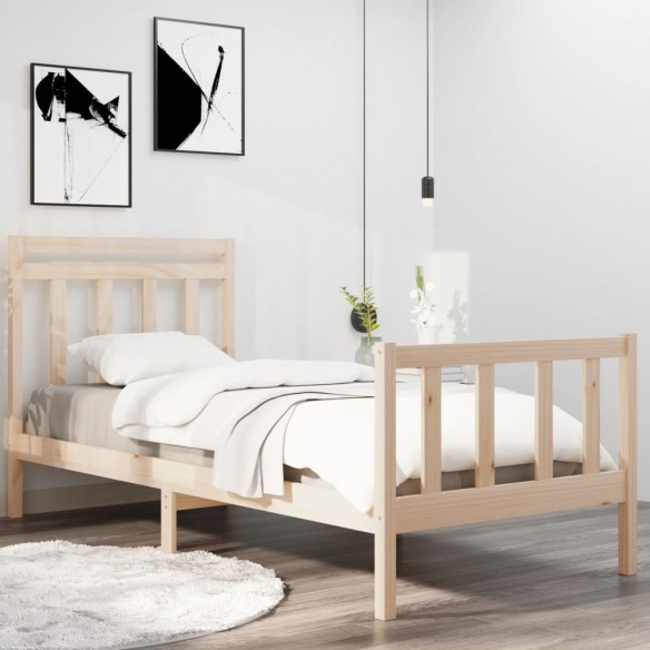 Lit bois massif 90x190 cm simple