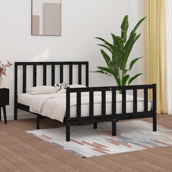 Lit Noir Bois massif 140x190 cm