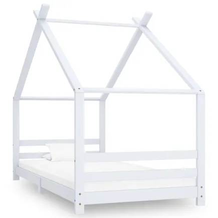 Lit d'enfant Blanc Bois de pin massif 90x200 cm
