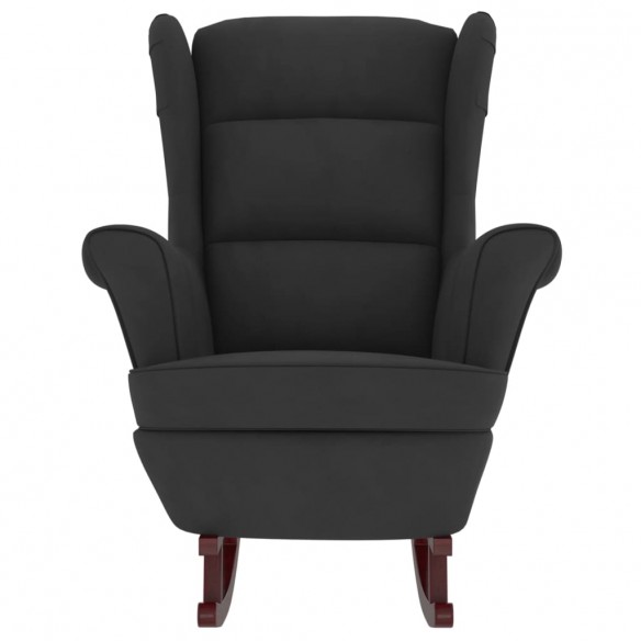 Fauteuil à bascule et pieds en bois massif d'hévéa Noir Velours Fauteuil à bascule et pieds en bois massif d'hévéa Noir Velours
