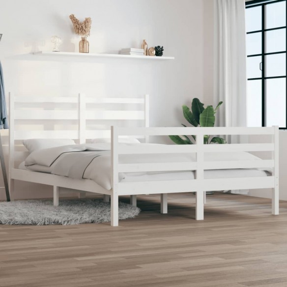 Lit Bois de pin massif 160x200 cm Blanc