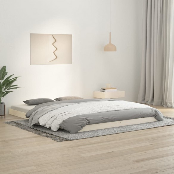 Lit blanc 150x200 cm très grand bois de pin massif