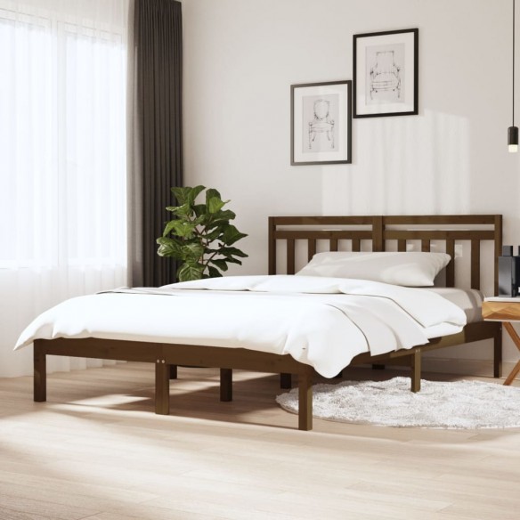 Lit Marron miel Bois de pin massif 120x200 cm