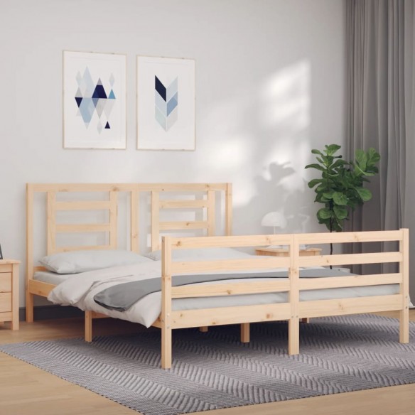 Lit avec tête de lit 160x200 cm bois massif