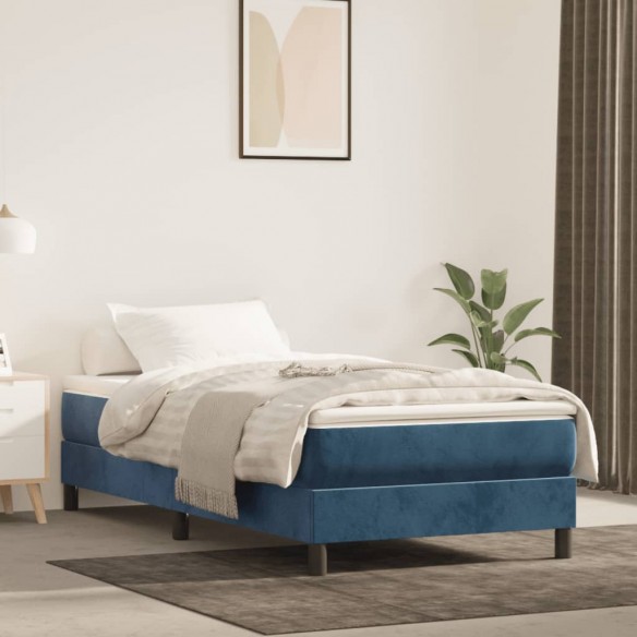 Lit Bleu foncé 90x200 cm Velours