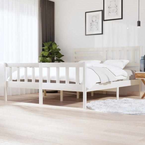 Lit Blanc Bois massif 180x200 cm Super King