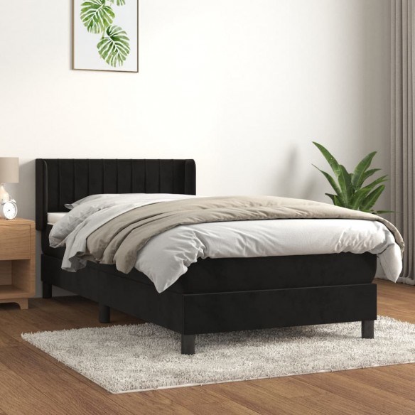 Lit avec matelas Noir 90x200 cm Velours