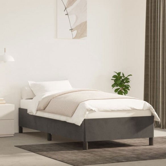 Lit Gris foncé 90x190 cm Velours